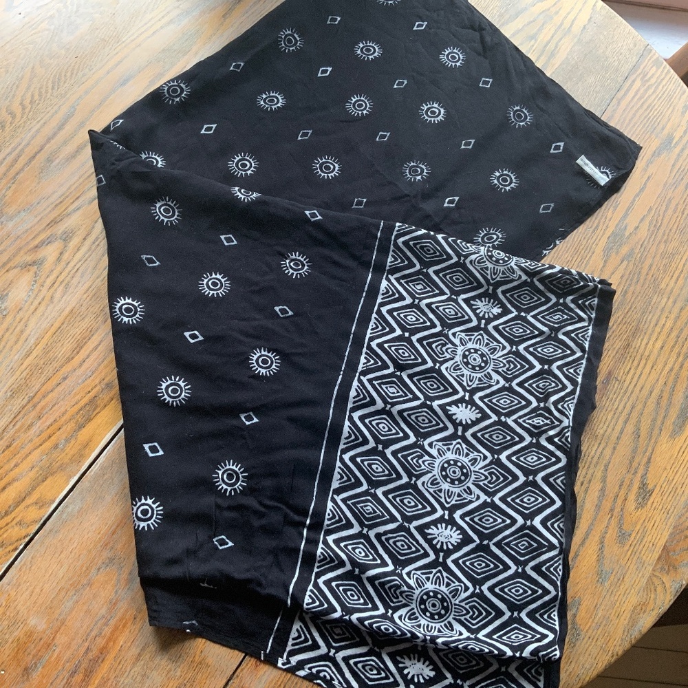 COOL CHANGE black printed rayon coverup or scarf/68”x44”